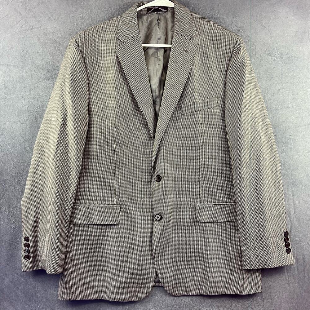 Lauren Ralph Lauren Blazer Men's 42R Grey Black Houndstooth Grandpa Core Preppy